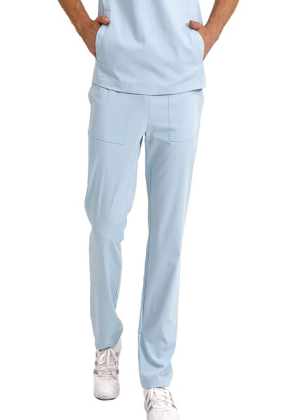 Tek Alt Özel Cep ve Dikişli Likralı Erkek Cerrahi Pantolon Bebe Mavi