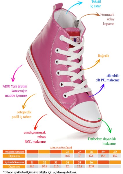 Pant Günlük Bağcıklı Fermuarlı Kız Çocuk Bot Ayakkabı Fuşya fiyatları