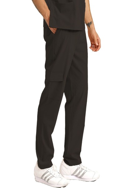 Tek Alt Kargo Cepli Klasik Likralı Unisex Cerrahi Pantolon Siyah