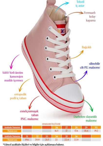 Pant Günlük Bağcıklı Fermuarlı Kız Çocuk Bot Ayakkabı Pudra fiyatları
