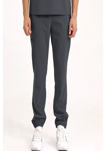 Tek Alt Jogger Likralı Unisex Cerrahi Pantolon Füme