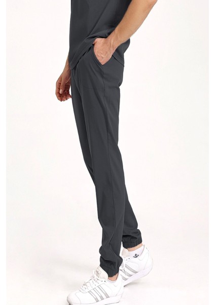 Tek Alt Jogger Likralı Unisex Cerrahi Pantolon Füme