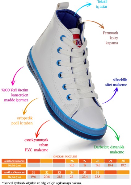 Pant Günlük Bağcıklı Fermuarlı Erkek Çocuk Bot Ayakkabı Beyaz - Mavi fiyatları