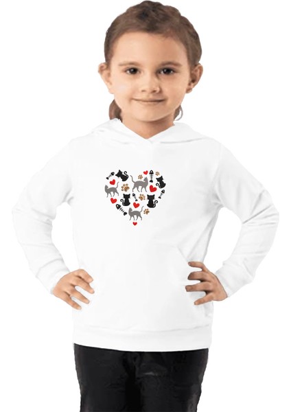 Çocuk Sweatshirt Hoodie 3 Iplik Nakış Kalın Pamuklu Kapüşonlu