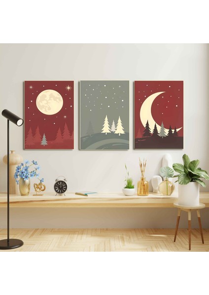 Matisse - Boho - Art Deco - Soyut - Doğa ( 3 Lü Çerçevesiz ) Poster - Afiş - Tablo KR2C00873/