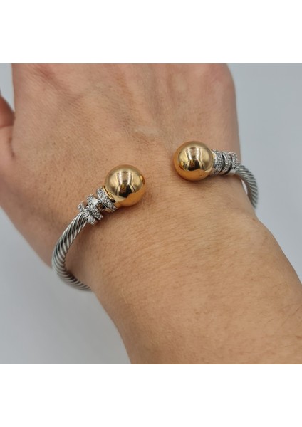 Gümüş Gold Top Detaylı Şık Tasarım Bileklik fiyatları