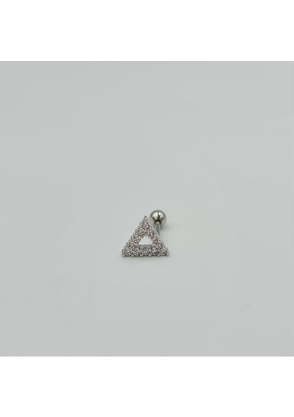 Üçgen Taşlı Cerrahi Çelik Küpe Tragus Helix Kıkırdak Piercing