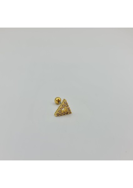 Üçgen Taşlı Cerrahi Çelik Küpe Tragus Helix Kıkırdak Piercing modelleri