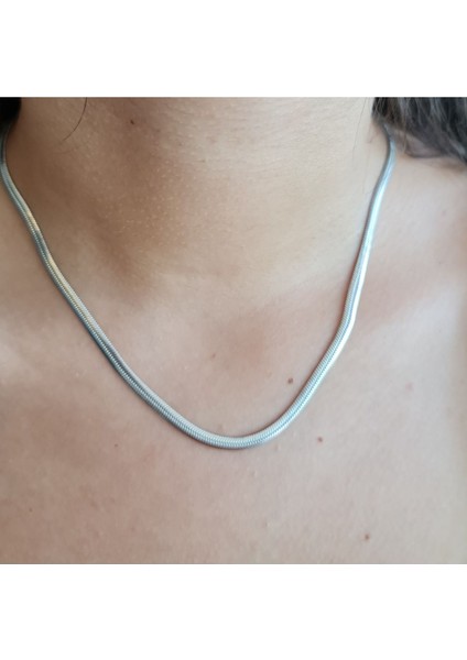 Şık Altın Kaplama Çelik 4 mm Beyaz(Gümüş) Ezme Zincir Aksesuar Kolye fiyatları