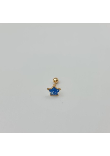 Mavi Yıldız Detaylı Cerrahi Çelik Küpe Tragus Helix Kıkırdak Piercing modelleri