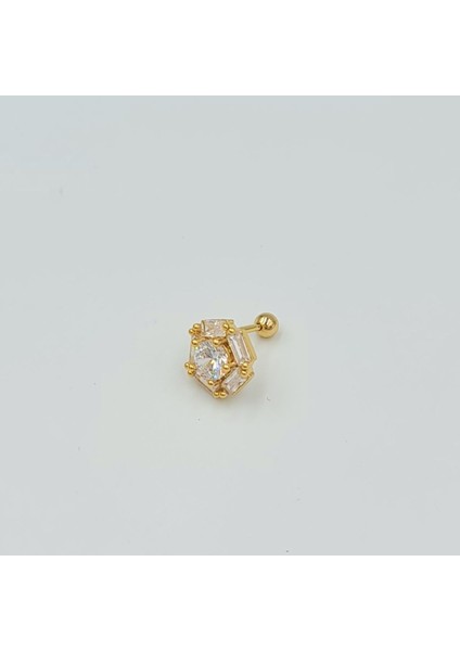 Cerrahi Çelik Tek Taşlı Küpe Tragus Helix Kıkırdak Piercing modelleri