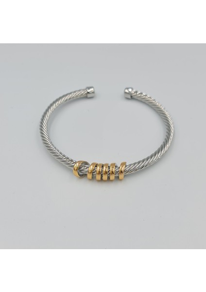 Gold Sarmal Detaylı Burgu Tasarım Kelepçe Bileklik