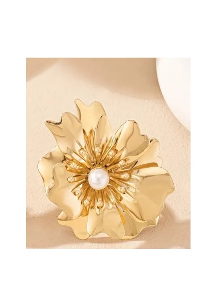 Gold Inci Detaylı Büyük Çiçek Yüzük fırsatları