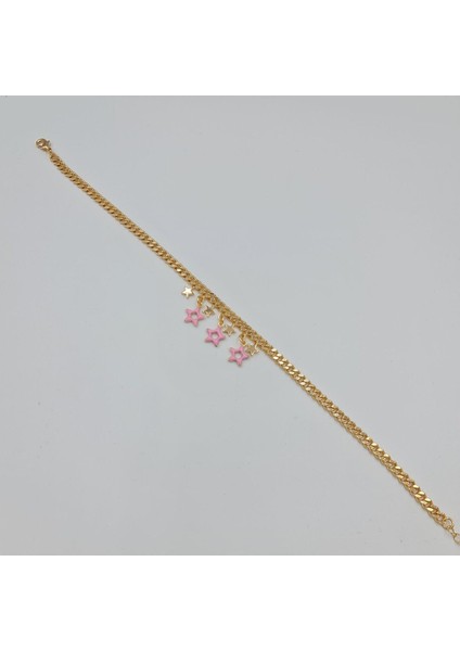 Vıp Çelik Pembe Yıldızlı Zincir Halhal Bileklik fiyatları