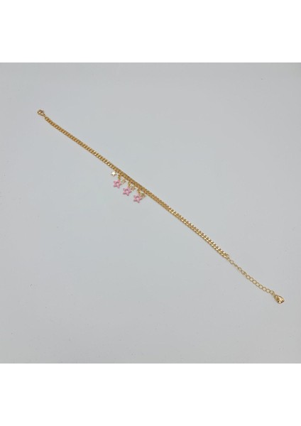 Vıp Çelik Pembe Yıldızlı Zincir Halhal Bileklik fırsatları