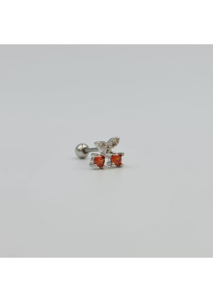 Cerrahi Çelik Gold Kiraz Detaylı Küpe Tragus Helix Kıkırdak Piercing modelleri