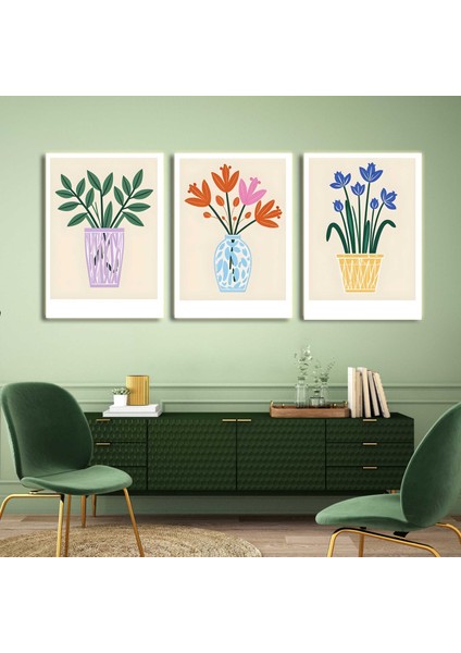 Matisse - Boho - Art Deco - Soyut - Doğa ( 3 Lü Çerçevesiz ) Poster - Afiş - Tablo KR2C00284/