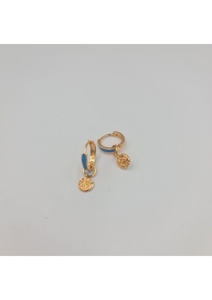 Mavi Mineli Halka Kadın Küpe modelleri