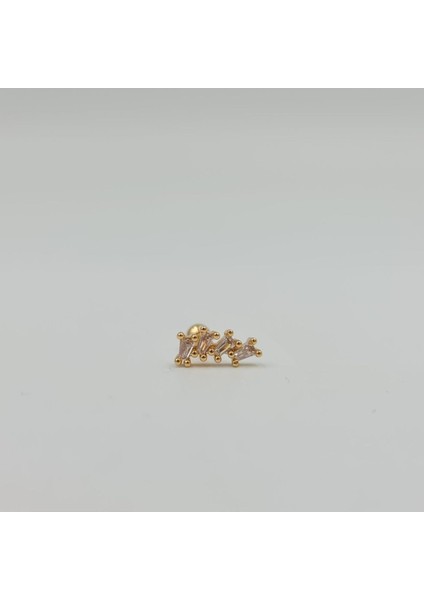 Cerrahi Çelik Beyaz Taşlı Küpe Tragus Helix Kıkırdak Piercing