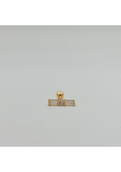 Cerrahi Çelik Taşlı Baget Küpe Tragus Helix Kıkırdak Piercing