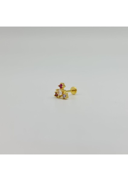 Cerrahi Çelik Renkli Taşlı Küpe Tragus Helix Kıkırdak Piercing modelleri