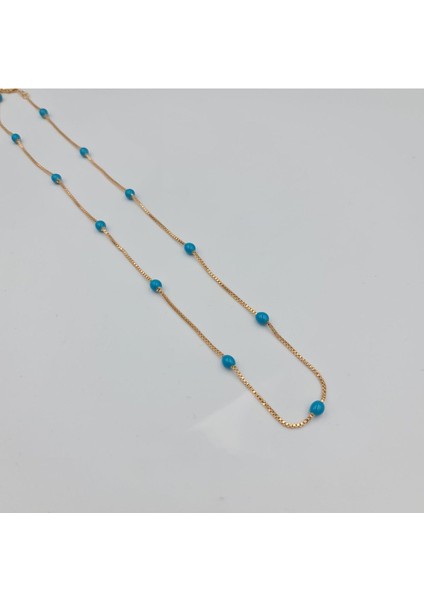 Çelik Mavi Dorika Kadın Zincir Kolye