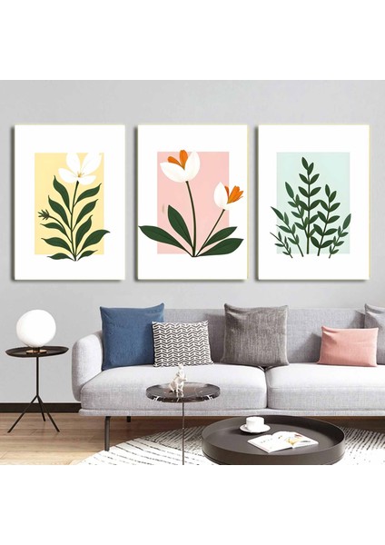Matisse - Boho - Art Deco - Soyut - Doğa ( 3 Lü Çerçevesiz ) Poster - Afiş - Tablo KR2C00097/