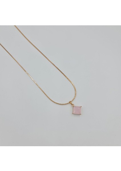 SE Jewellery Vıp Xupıng Pembe Taşlı Kadın Italyan 50 cm Kolye