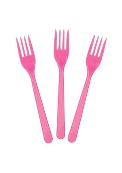 Pembe Plastik Çatal Lüks (25 Adet)