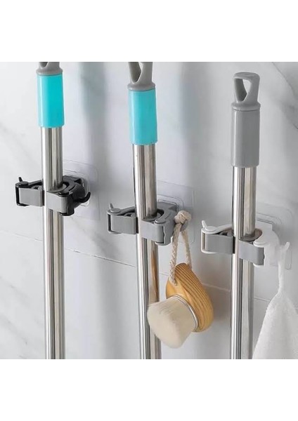 Paspas Süpürge Fırça ve Mop Askısı Sap Tutucu Mutfak Banyo Askı