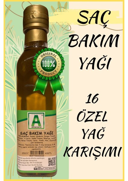 16 Karışım Saç Bakım Yağı 250cc
