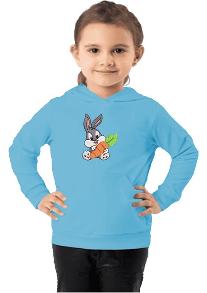 Çocuk Sweatshirt Hoodie 3 Iplik Nakış Kalın Pamuklu Kapüşonlu