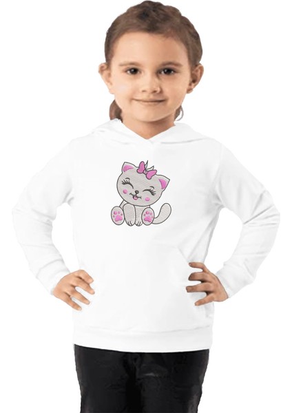 Çocuk Sweatshirt Hoodie 3 Iplik Nakış Kalın Pamuklu Kapüşonlu