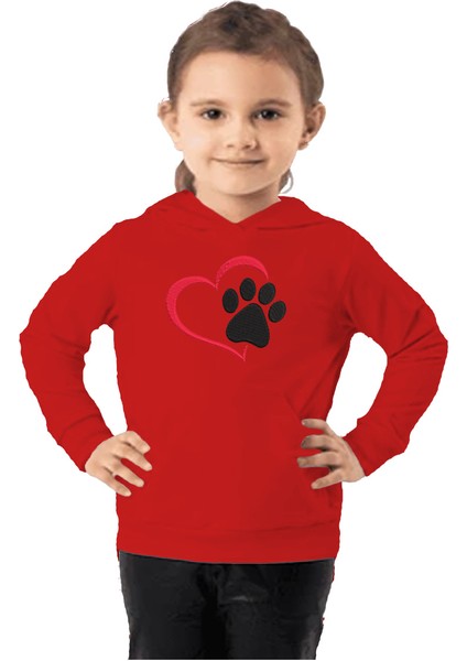 Çocuk Sweatshirt Hoodie 3 Iplik Nakış Kalın Pamuklu Kapüşonlu