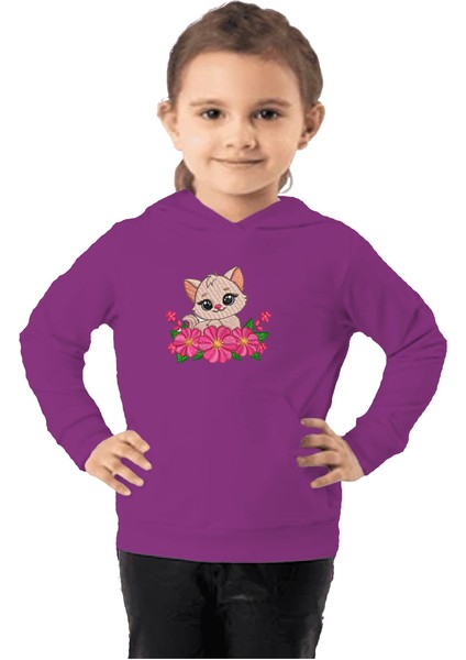 Çocuk Sweatshirt Hoodie 3 Iplik Nakış Kalın Pamuklu Kapüşonlu