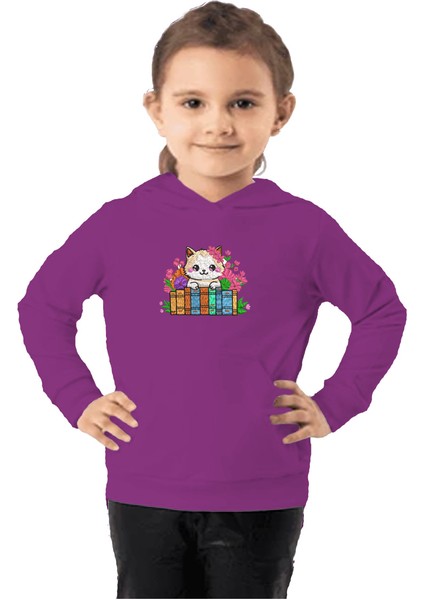 Çocuk Sweatshirt Hoodie 3 Iplik Nakış Kalın Pamuklu Kapüşonlu