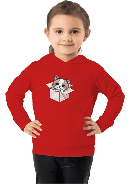 Çocuk Sweatshirt Hoodie 3 Iplik Nakış Kalın Pamuklu Kapüşonlu