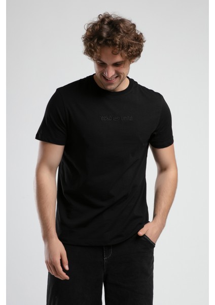 ECKO UNLTD Empıre Siyah Bisiklet Yaka Nakışlı Standard Fit Erkek Tshirt modelleri