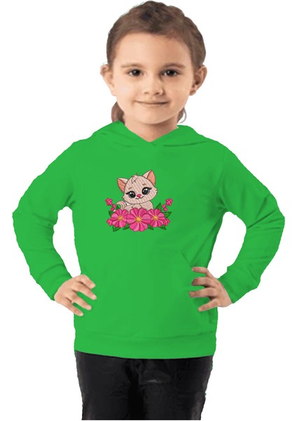 Çocuk Sweatshirt Hoodie 3 Iplik Nakış Kalın Pamuklu Kapüşonlu
