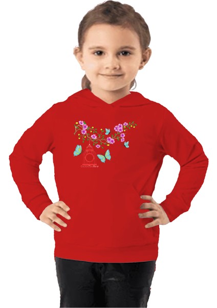Çocuk Sweatshirt Hoodie 3 Iplik Nakış Kalın Pamuklu Kapüşonlu