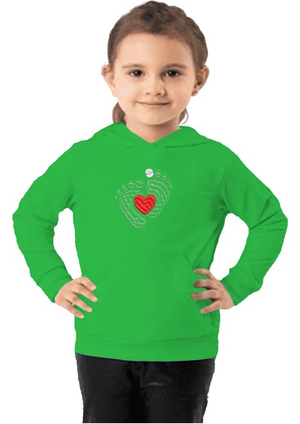 Çocuk Sweatshirt Hoodie 3 Iplik Nakış Kalın Pamuklu Kapüşonlu