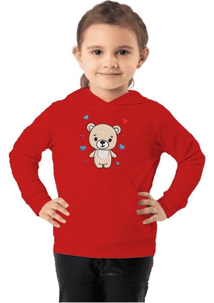 Çocuk Sweatshirt Hoodie 3 Iplik Nakış Kalın Pamuklu Kapüşonlu