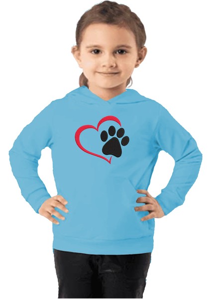 Çocuk Sweatshirt Hoodie 3 Iplik Nakış Kalın Pamuklu Kapüşonlu