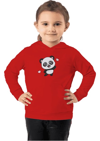 Çocuk Sweatshirt Hoodie 3 Iplik Nakış Kalın Pamuklu Kapüşonlu