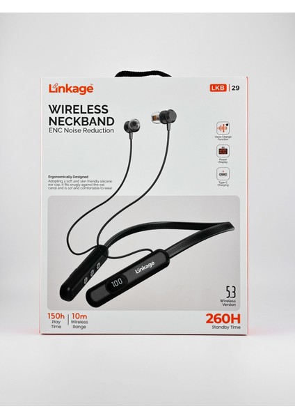 Bluetooth 5.3 Versiyon Boyunluk Kulaklık - Ergonomik Tasarım, LED Gösterge ve Type-C Şarj