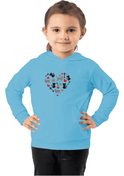 Çocuk Sweatshirt Hoodie 3 Iplik Nakış Kalın Pamuklu Kapüşonlu