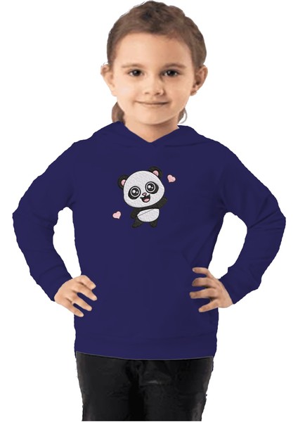 Çocuk Sweatshirt Hoodie 3 Iplik Nakış Kalın Pamuklu Kapüşonlu