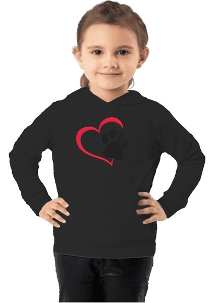 Çocuk Sweatshirt Hoodie 3 Iplik Nakış Kalın Pamuklu Kapüşonlu