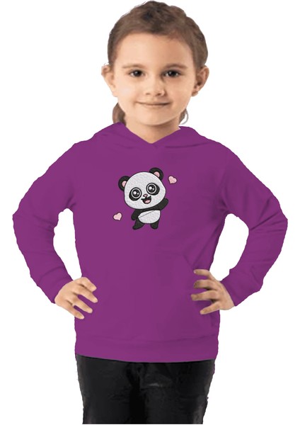 Çocuk Sweatshirt Hoodie 3 Iplik Nakış Kalın Pamuklu Kapüşonlu