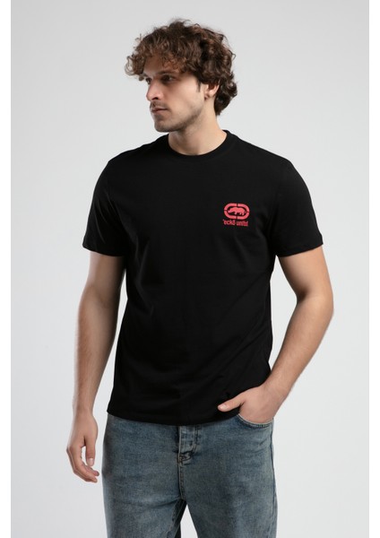 ECKO UNLTD Corınth Siyah - Kırmızı Bisiklet Yaka Baskılı Standard Fit Erkek Tshirt fırsatları